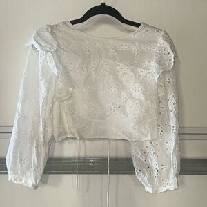 Zara strapless back cropped long sleeve blouse top